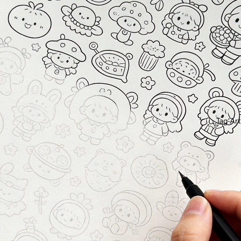 Food And Snacks Coloring Book Bold And Easy - Endişe Giderici El Çizimleri Kitabı, Çizim