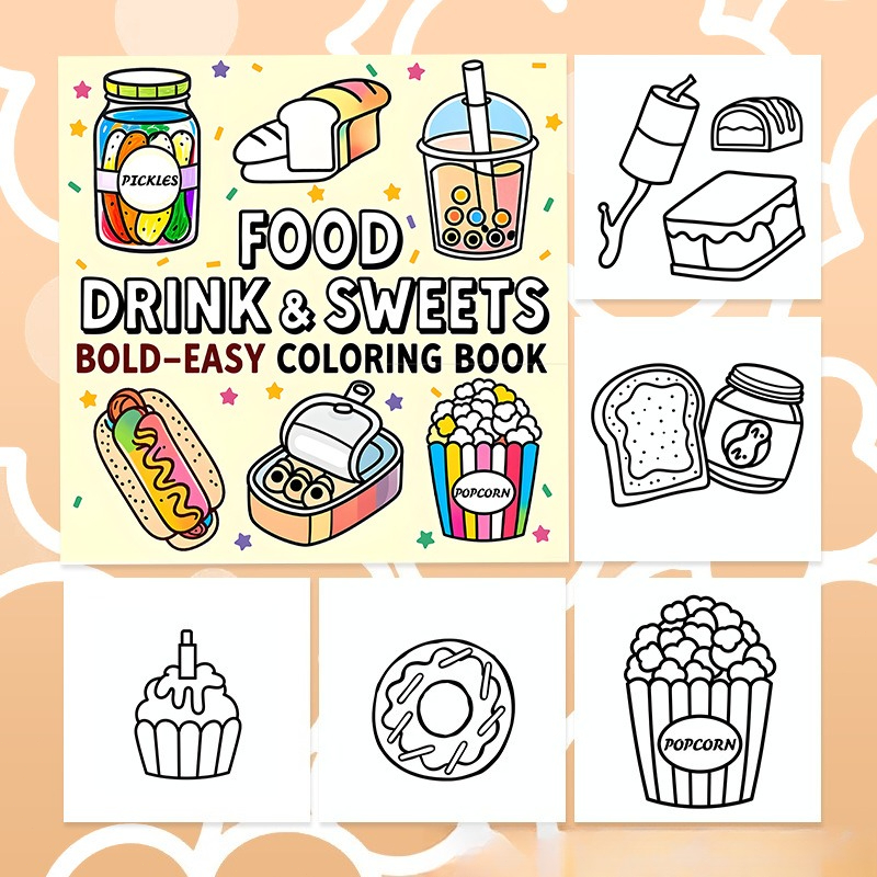 Yiyecekler, İçecekler ve Tatlı - Food And Snacks Coloring Book Bold And Easy incelemesi ve fiyatı