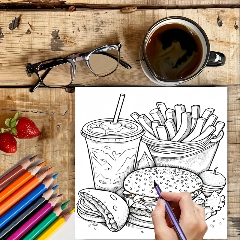 Yetişkinler için Hızlı Yemek B - Food And Snacks Coloring Book Bold And Easy incelemesi ve fiyatı