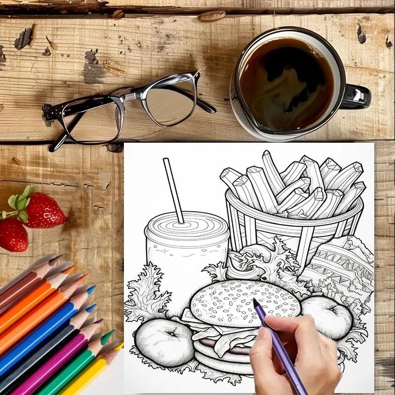 Yetişkinler için Hızlı Yemek B - Food And Snacks Coloring Book Bold And Easy incelemesi ve fiyatı